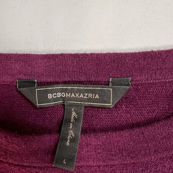 BCBG Maxazria Deep Port Camille Dolman Sweater Women’s L Wool Cashmere - Picture 2 of 5
